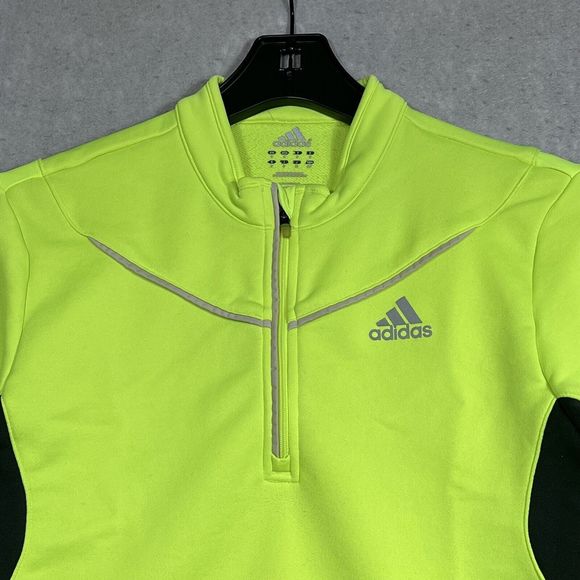Adidas Climacool 1/4 Zip Pullover Neon Yellow Athletic Long Sleeve Women's Small - Picture 2 of 13